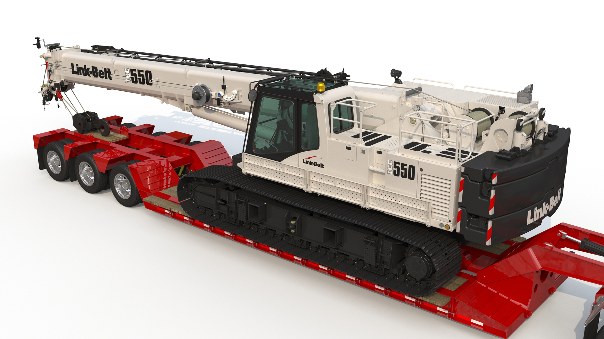 TCC-550 features a full-power 36.5 to 115 feet, four-section boom.