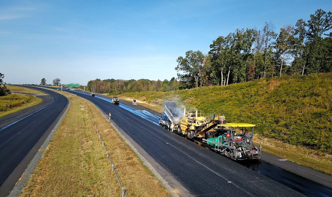 Thompson-Arthur put down 745,000 tons of asphalt from the company's plant locations. Teams utilized Weiler material transfer vehicles to keep the flow of material moving to the company's Vogele pavers.