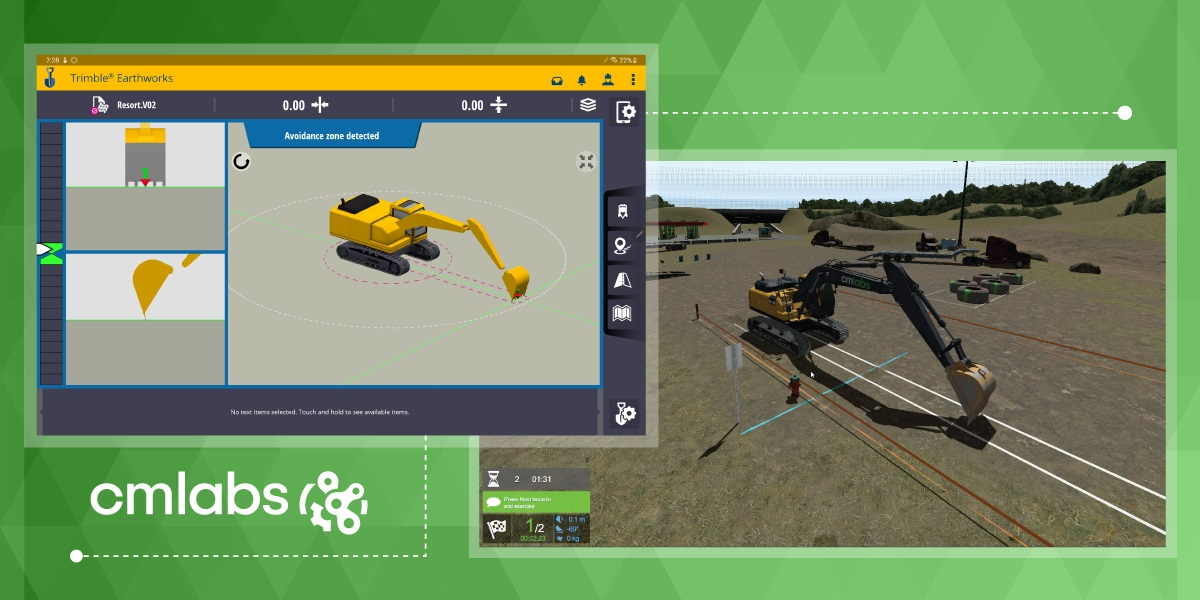 CM Labs Simulations, developer of Vortex training simulators, has released an integration with the Trimble Earthworks Grade Control Platform on the Excavator Simulator.