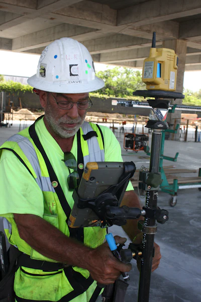 Even when positioned several floors below the instrument and laying out for the adjacent power plant building, the total station was able to track and hold the position.