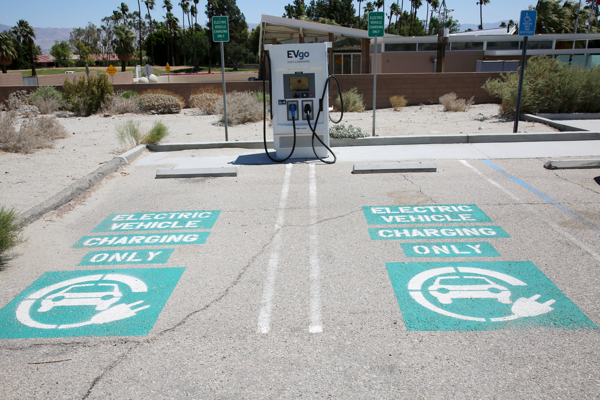 EV charging station at the Visitors Center in Palm Springs, CA.