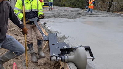 Curb Roller Manufacturing’s newest product, the Badger Curb Maker (pictured), is capable of shaping a curb head up to 6-in. high and 18-in. wide for monolithic pours.