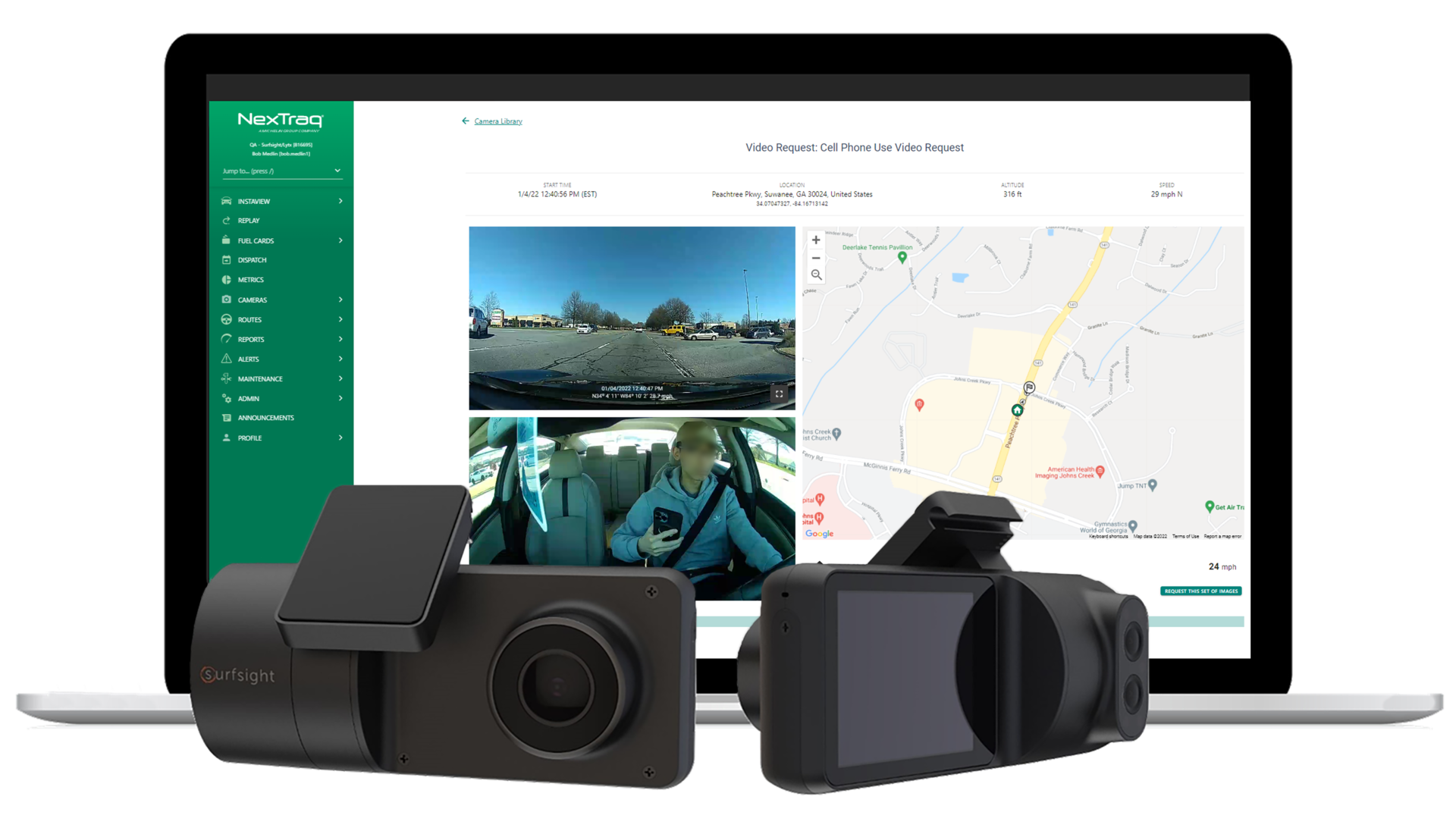 Nex Traq Fleet Defender Road And Driver Facing Cameras