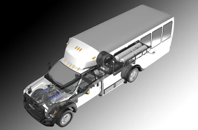 While propane-powered vehicles utilize an internal combustion engine, the combustion of propane does not produce the same level of harmful chemicals as diesel or gasoline which eliminates the need for complex aftertreatment to meet tailpipe emission standards.