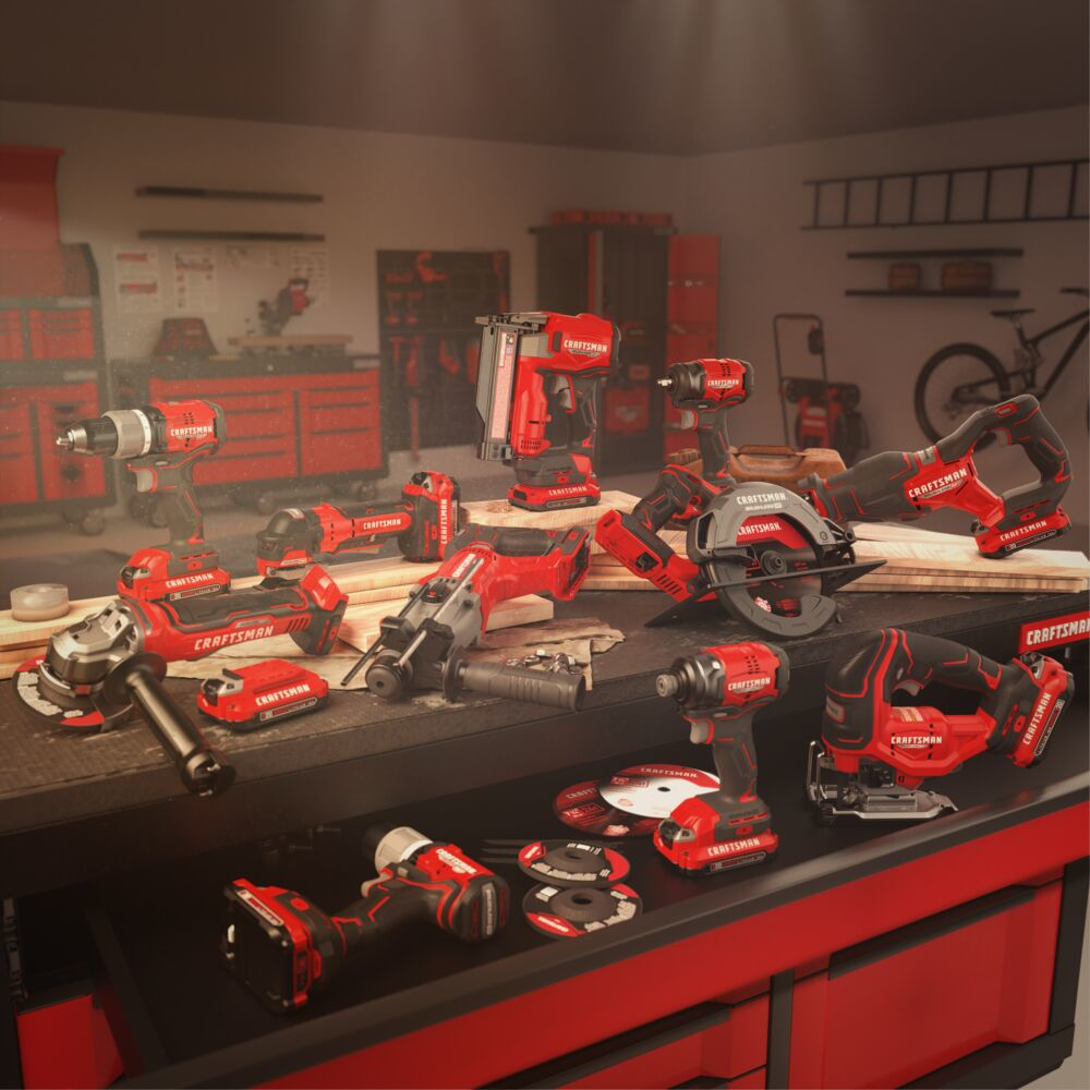 CRAFTSMAN adds next-generation tools to the V20 platform, including a V20 BRUSHLESS RP Cordless Jig Saw and 23GA Pin Nailer.