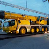 The five-axle GMK5150XL all-terrain crane features 66 meters of main boom for extended reach, as well as heavy-duty counterweight.