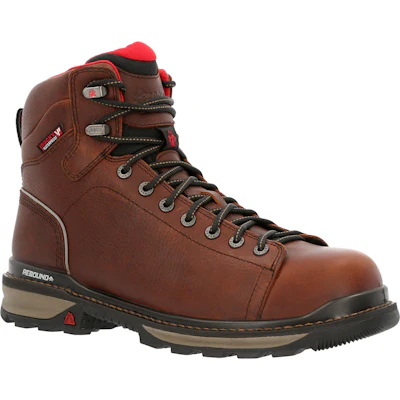 The Rams Horn boot meets the ASTM F2413 protective toe classification and electrical hazard standards and provides an oil and slip-resisting rubber outsole for stability in rugged working conditions.