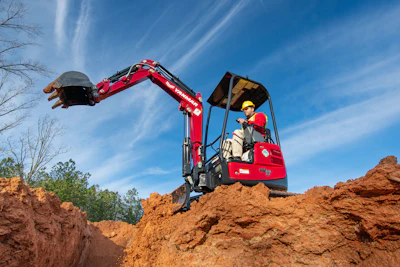 Tail swing refers to how far the rear upper structure overhangs beyond the tracks when it rotates. Options range from conventional tail swing, which is usually 18-inches or more of overhang depending on machine size, to zero tail swing with no overhang.