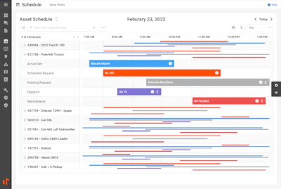 Schedule allows for visibility of resources across divisions and job sites in a single combined calendar/Gantt chart view for equipment and labor planning and forecasting.