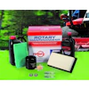Available for popular lawn mower brands, each kit features up to 10 items such as an air filter, pre-filter, oil filter, fuel filter, hose clamps, spark plugs and motor oil.