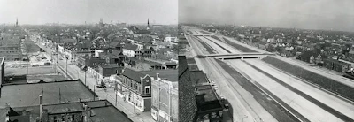 Before and after the construction of I-375