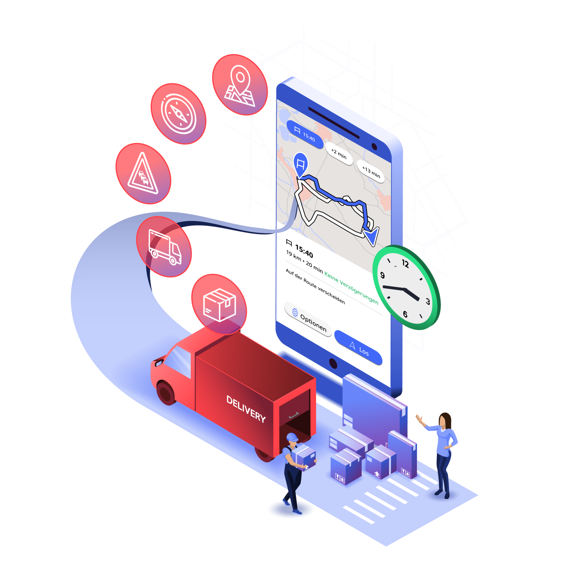 To guide truck drivers to routes, PTV Truck Navigator G2 considers historical traffic patterns, live traffic data and artificial intelligence to calculate daytime-dependent routes and to predict delays in the future.