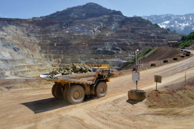 Tire sensors are mounted inside the tires, where data is captured periodically as vehicles drive by fixed reading stations strategically located at the mine site.