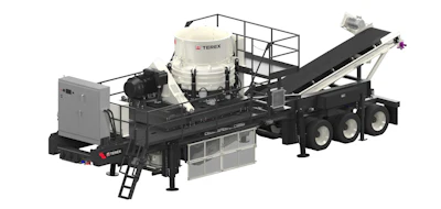The portable plant includes an oversize quick-release cone feed hopper extension with overflow chute, a 42-in. (1070mm) rugged straight-line product conveyor and a metal detector for off-plant feed conveyor.