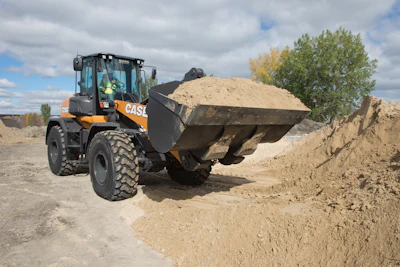 The Case 721G is powered by an FPT engine with patented selective catalytic reduction (SCR) emissions technology — there’s no diesel particulate filter (DPF) and no regeneration.