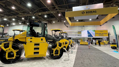 Picture of the BOMAG booth at CONEXPO 2023.