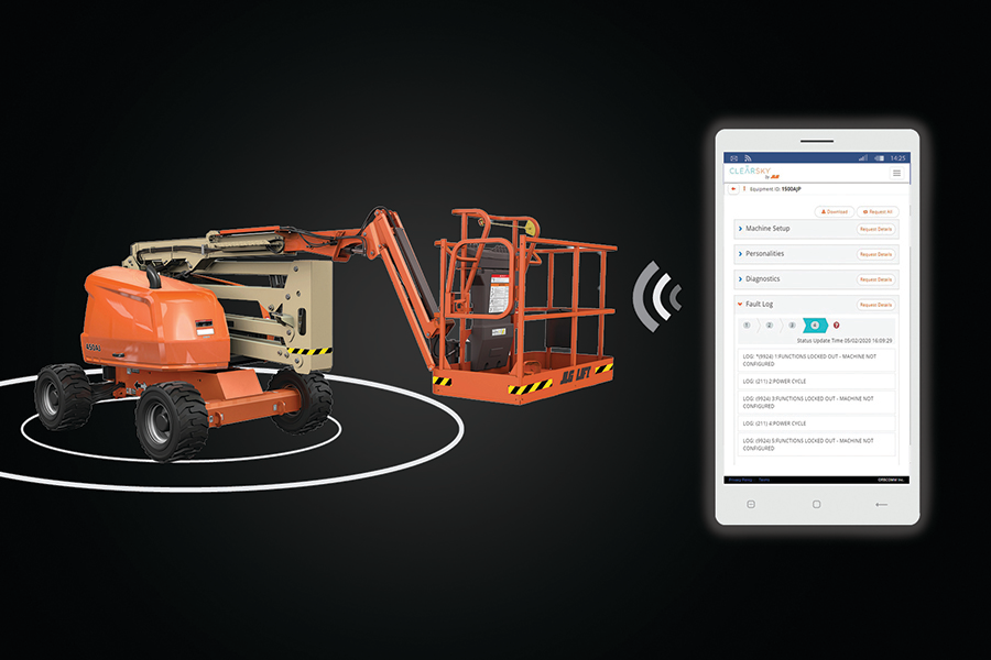 JLG offers ClearSky telematics devices factory-installed and form-fitted to the exact machine on new production models, as well as retrofit kits for machines currently in the field.