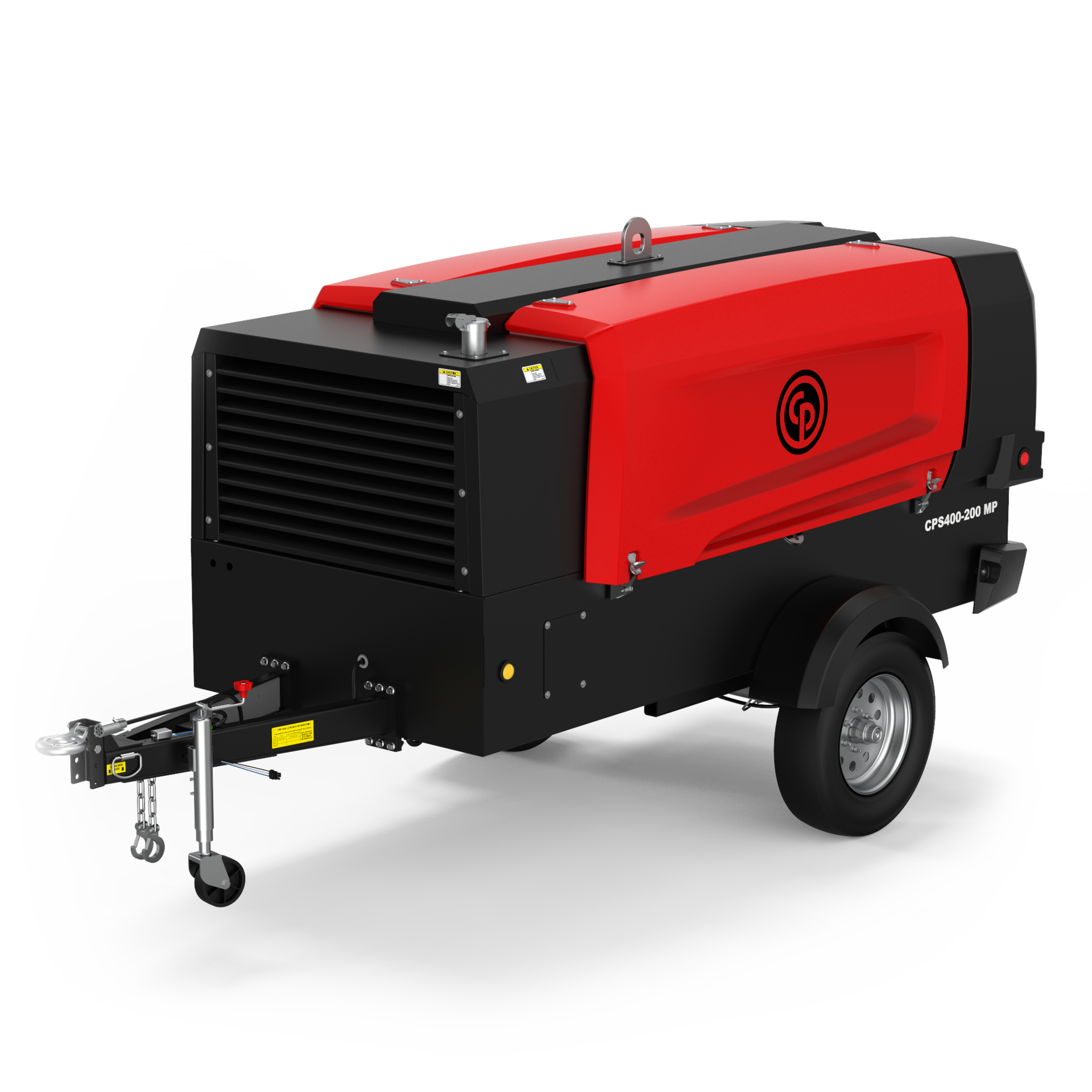 The CPS 400 series offers 175 to 225 psi and is powered by a Kohler KDI3404TCR, four-cylinder engine. All system components are secured to a single-axle trailer.