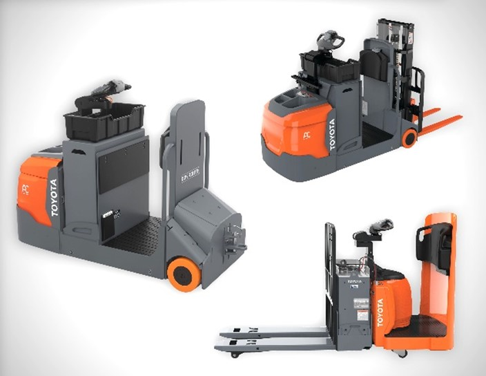The new electric forklift models include a Side-Entry End Rider, a Center Rider Stacker and an Industrial Tow Tractor.
