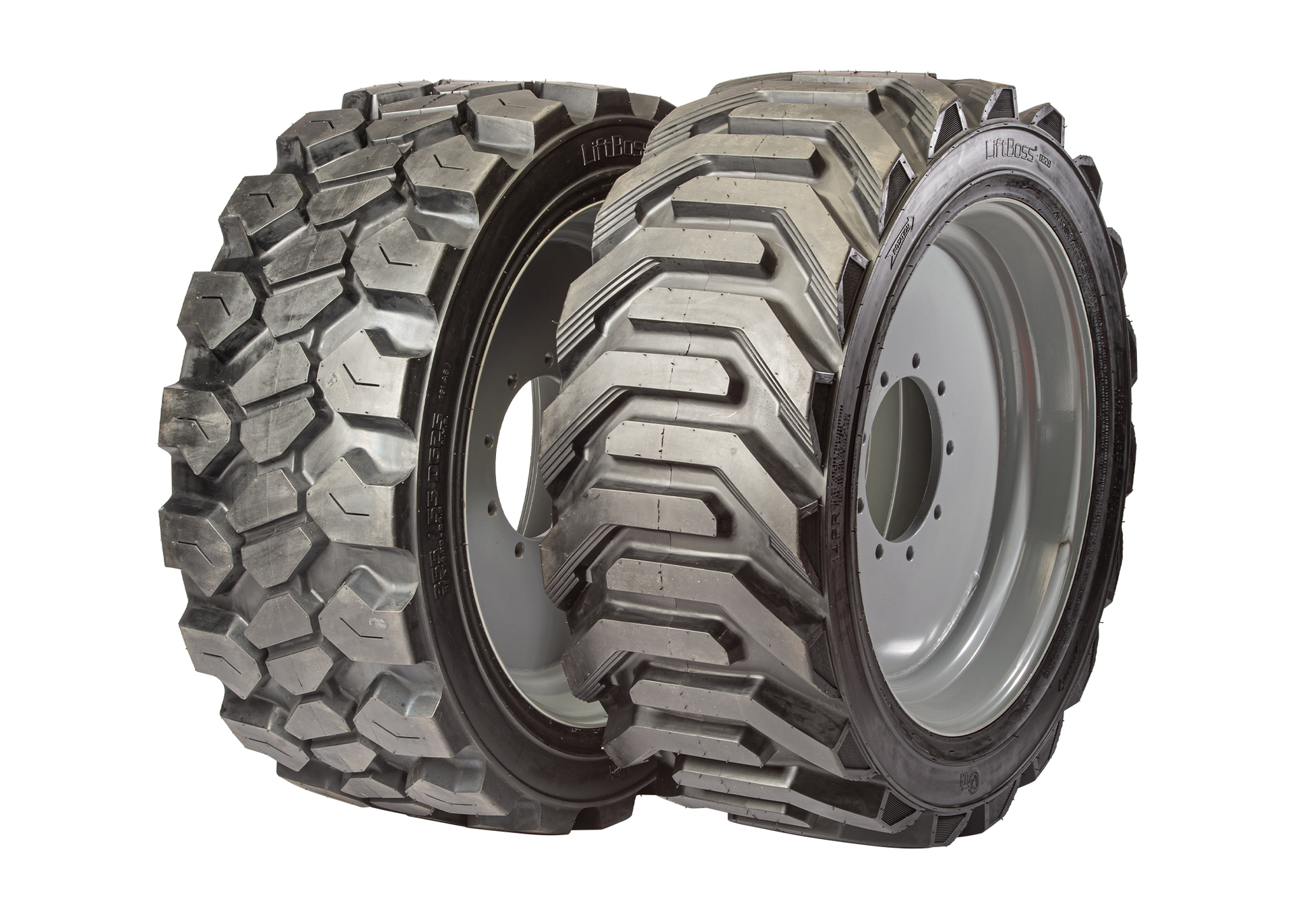 Available in both pneumatic and foam filled assemblies, rubber compound in the tires helps minimize chunking and caters to operation on gravel, mud and rubble.