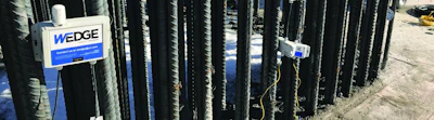 A network of remote monitoring sensors installed around the jobsite record conditions like temperature, humidity, concrete maturity, and ground thaw. All data is compiled in an app so contractors can make better decisions.