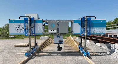 TyBOT's edge form bogies are adjustable, compatible with 2x4-in. to 2x8-in. edge form caps and can handle existing obstructions such as double-headed nails.