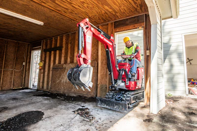 Operators should seek compact excavators that either have zero or short tail-swing designs, along with swing booms that will effortlessly and safely dig next to walls and guard rails.
