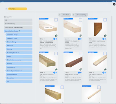 Powered by 1build, contractors using CostCertified's AutoCost can add material requirements for upcoming bids within the platform and retrieve the most up-to-date prices for more than 25,000 items with the click of a button, regardless of location.