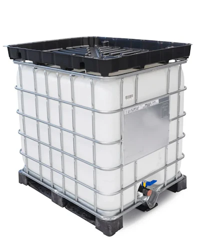Constructed of chemical resistant polyethylene (PE), the Full Size model sits atop a standard IBC tote, covering the entire surface of 275- to 330-gallon IBCs.