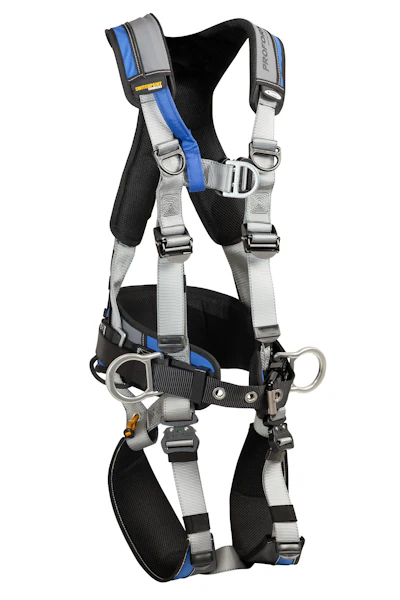 The harness features a hip level deployment cord that puts the suspended worker into a seated position with freedom of movement for rescue operations.