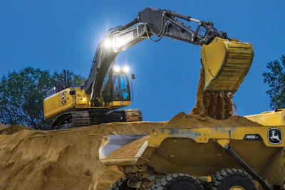 John Deere Construction & Forestry's P-Tier excavator lineup, including the 350 P-Tier, offers operators grade management solutions.
