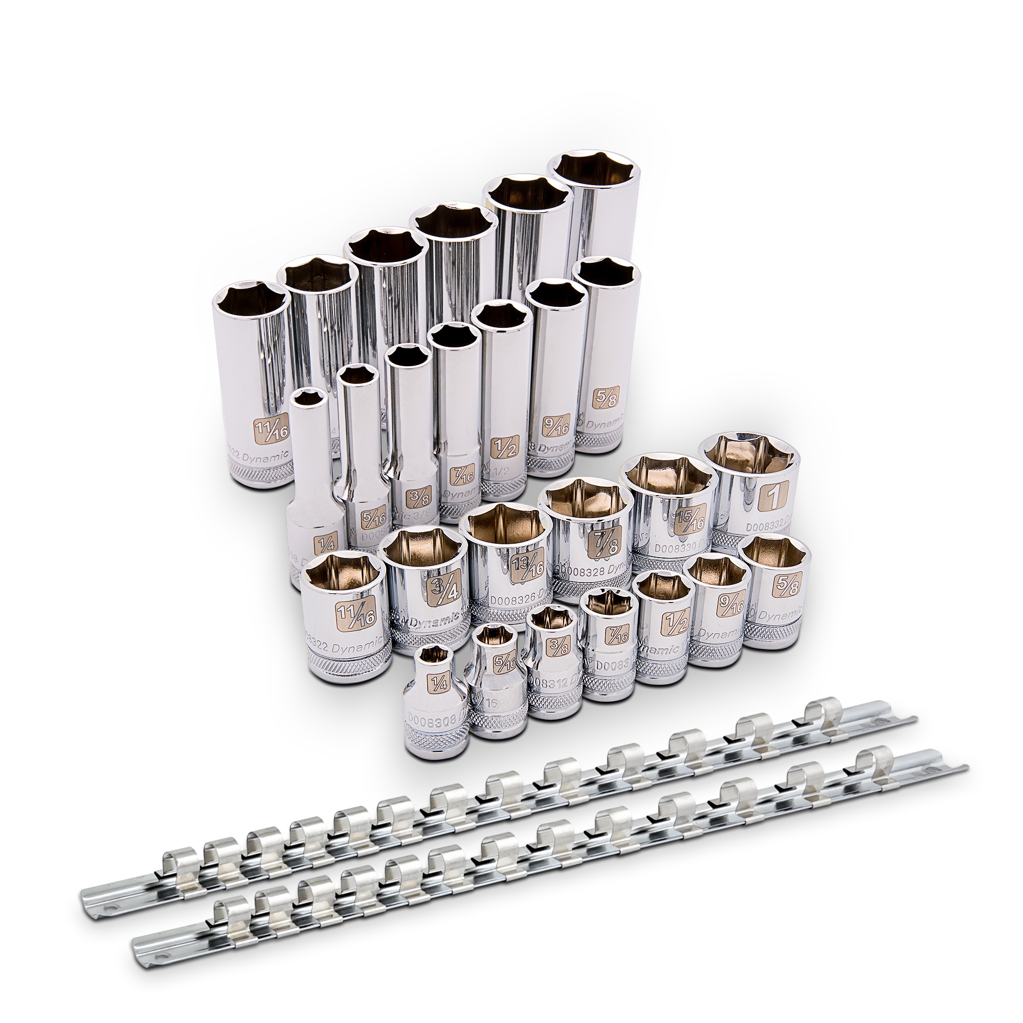 Sizes are laser etched for identification and a knurled ring provides grip when removing the sockets from ratchets and attachments.