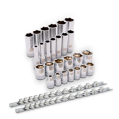 Sizes are laser etched for identification and a knurled ring provides grip when removing the sockets from ratchets and attachments.