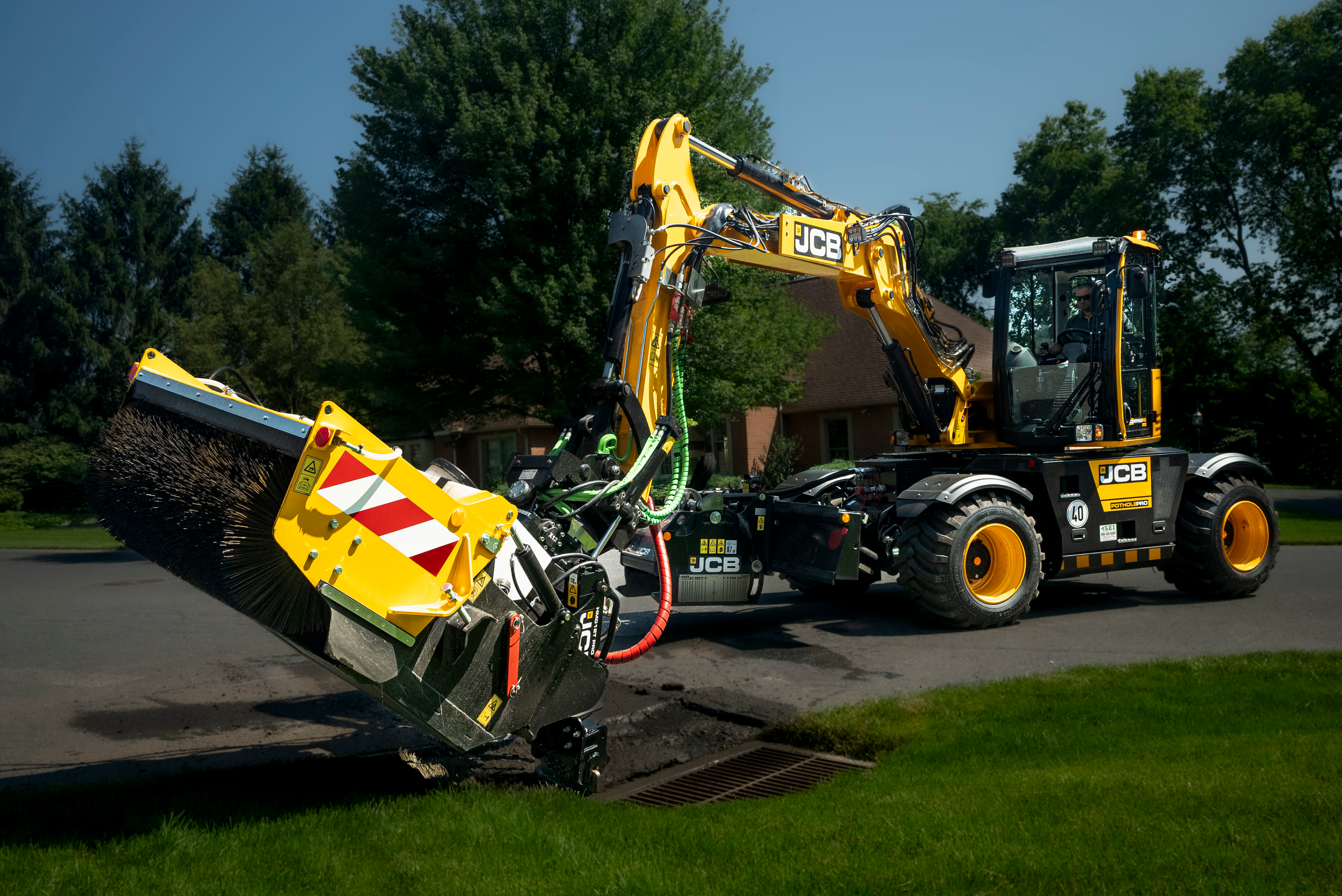 Capable of repairing a pothole in less than eight minutes, the machine is equipped with a 24-in. wide planer, two-piece boom and multiple attachments.