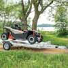 Capable of handling wide body loads, large side-by-sides and UTVs, the trailer has a bed size of 96.875 in. x 179.5 in. with 82.5 in. between the fenders.