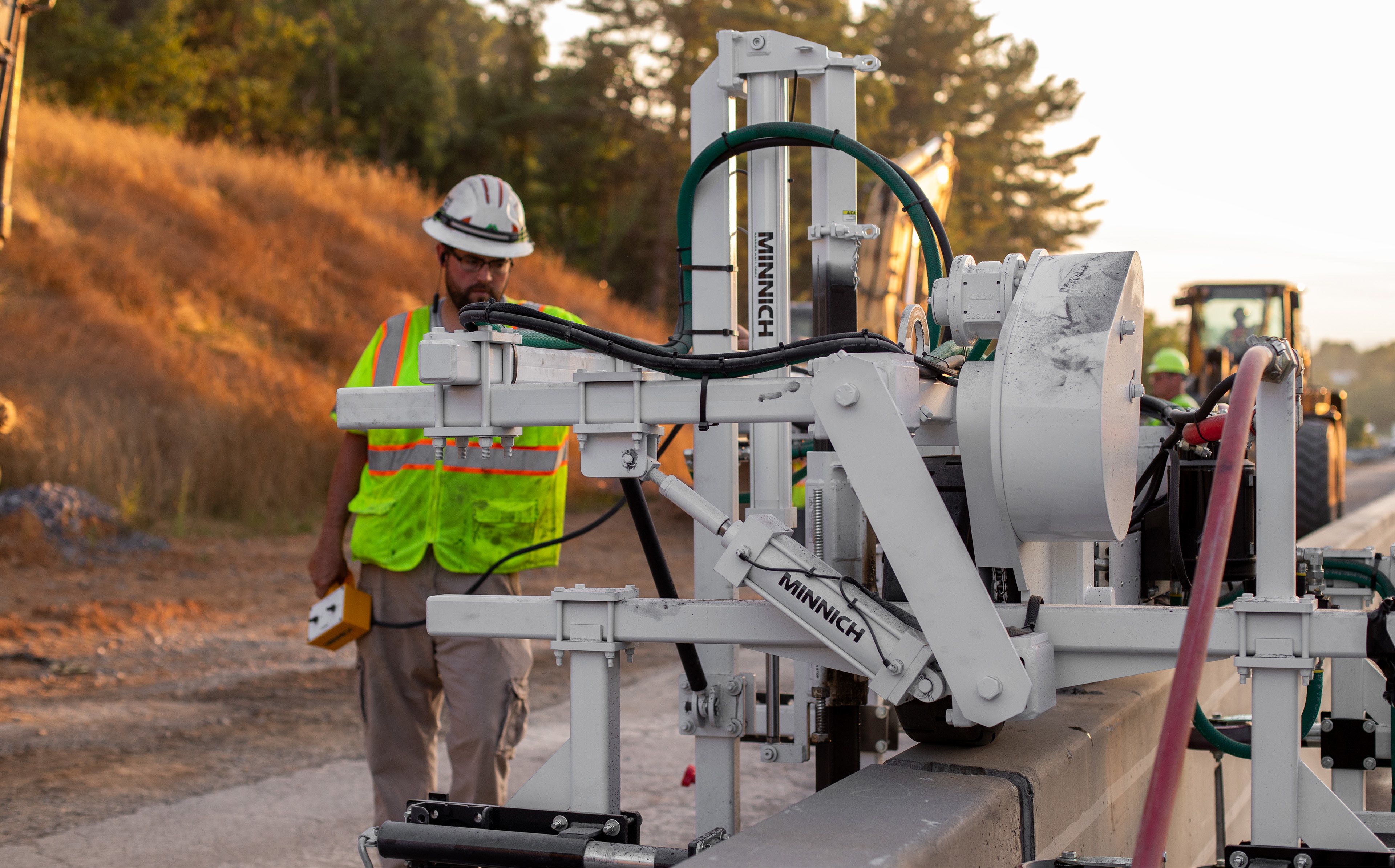 The Single Gang Barrier Wall Drill is a self-propelled, pneumatic drill, which is designed for roadway construction and patching projects requiring concrete barrier wall protection.