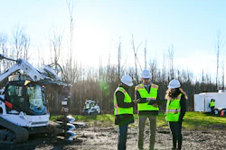 Moog Construction engineers at a dig site test some automated capabilities and machine control on various compact construction vehicles.