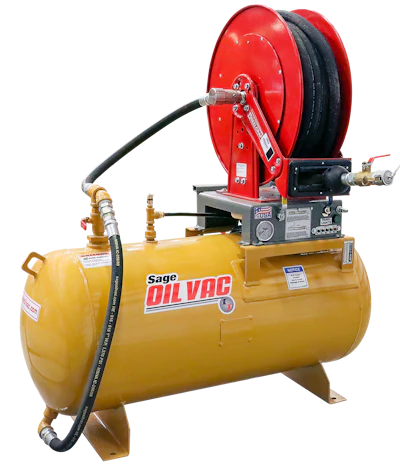 VacBuilt systems are for both mobile and shop applications. In the shop, these used oil tanks eliminate the need for centralized lube systems.
