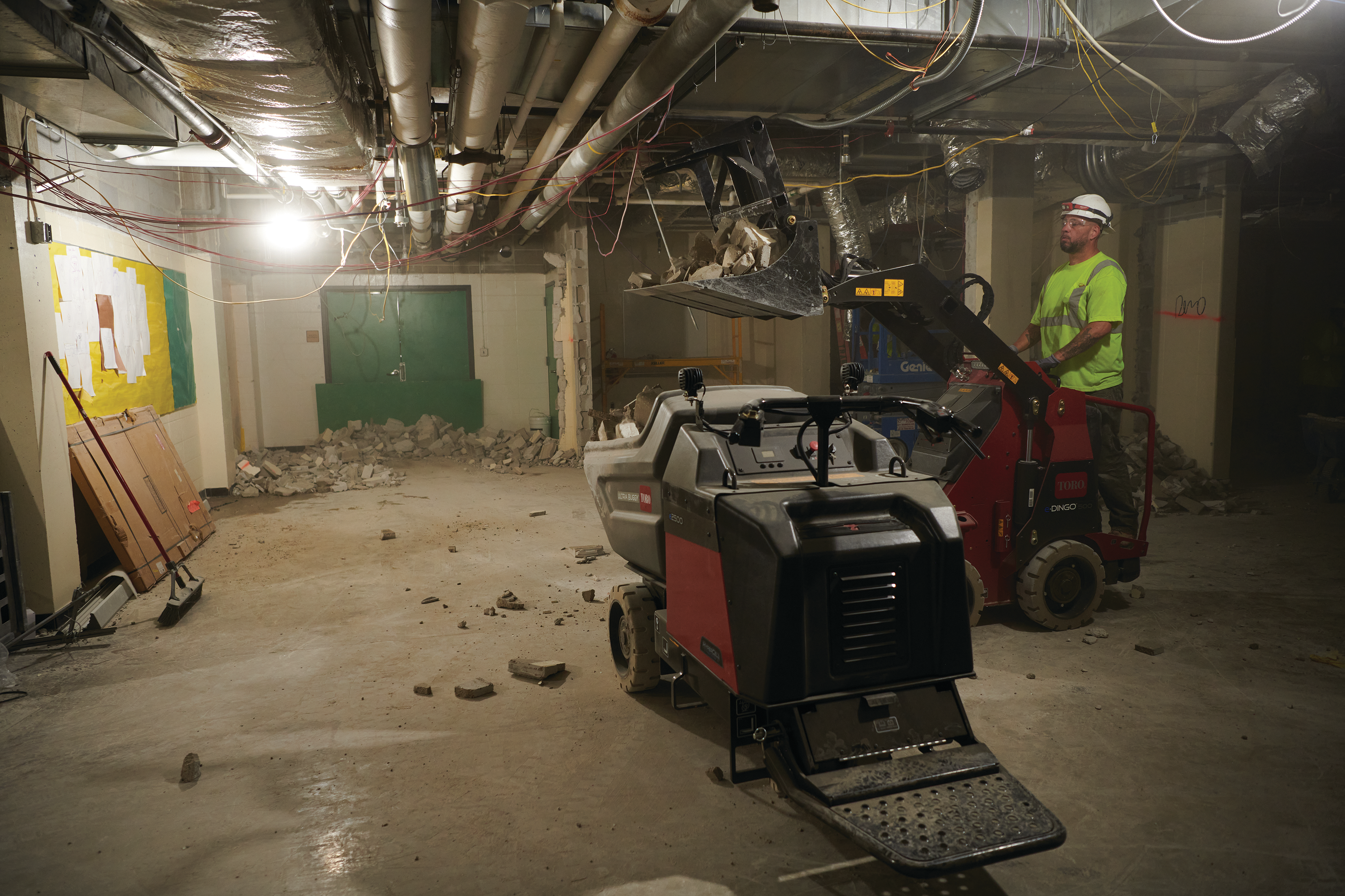 Equipment that operates with zero engine exhaust emissions opens up an entirely new world of applications, such as interior construction and demolition, landscape and urban renovation jobs.