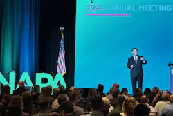 New NAPA chairman Brady Meldrem, Norris Asphalt Paving Co. giving his opening address to the assembly.