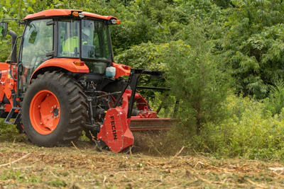 The PTO Bull Hog Mulchers can attach to any tractor with a three-point hitch and include three different size options — the RK6013P, RK6015P and RK7316P.