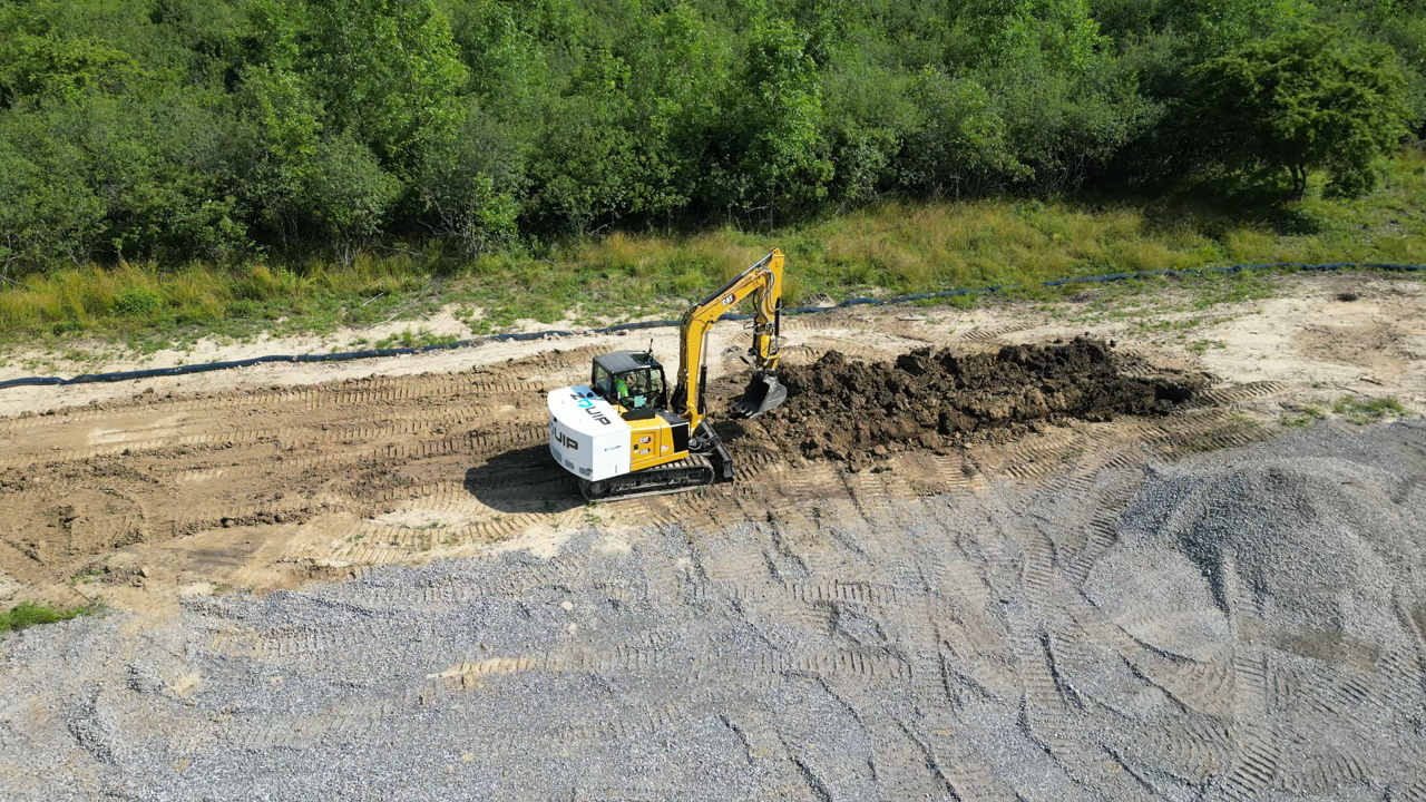 ZQuip Excavator digging at Moog Construction test site in West Seneca, N.Y.