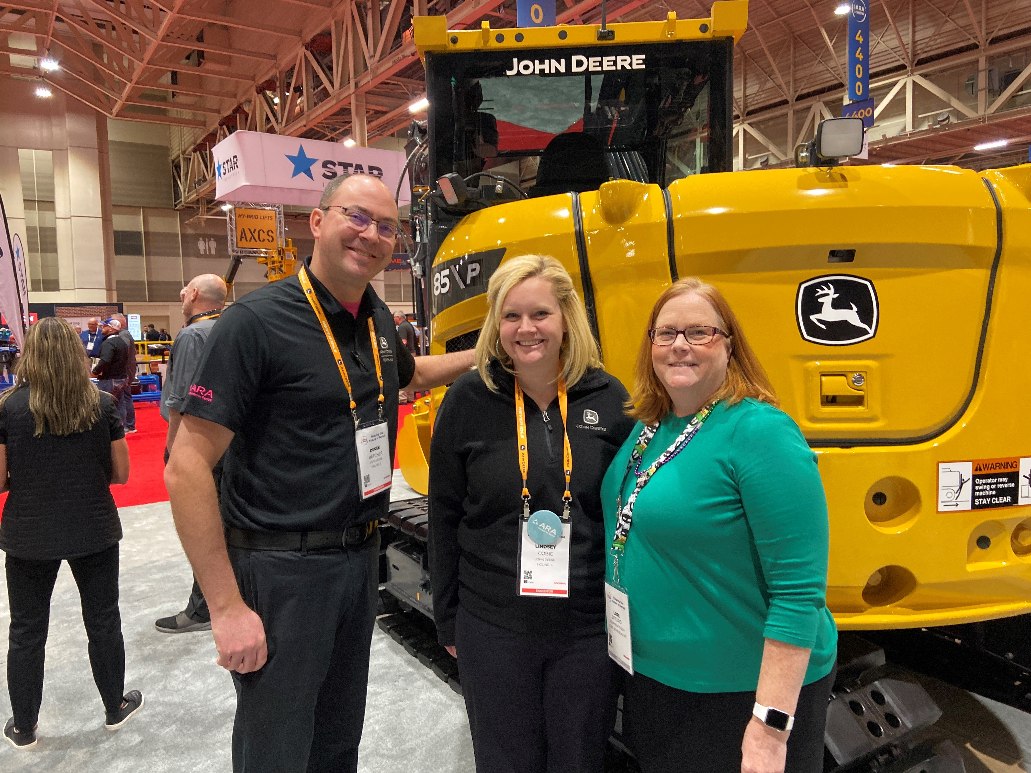 The team at the John Deere booth focused on earthmoving equipment.