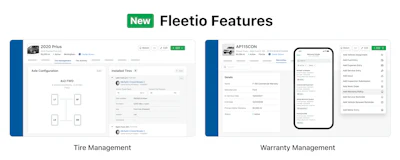 The new features include Tire Management, Warranty Management, Sensor Data Snapshots and Enhanced Service Tasks.