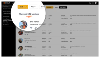 Skillit catalogs worker skills at such a granular level hiring managers can search by skills that may cut across multiple trades and job titles, expanding the available workforce.