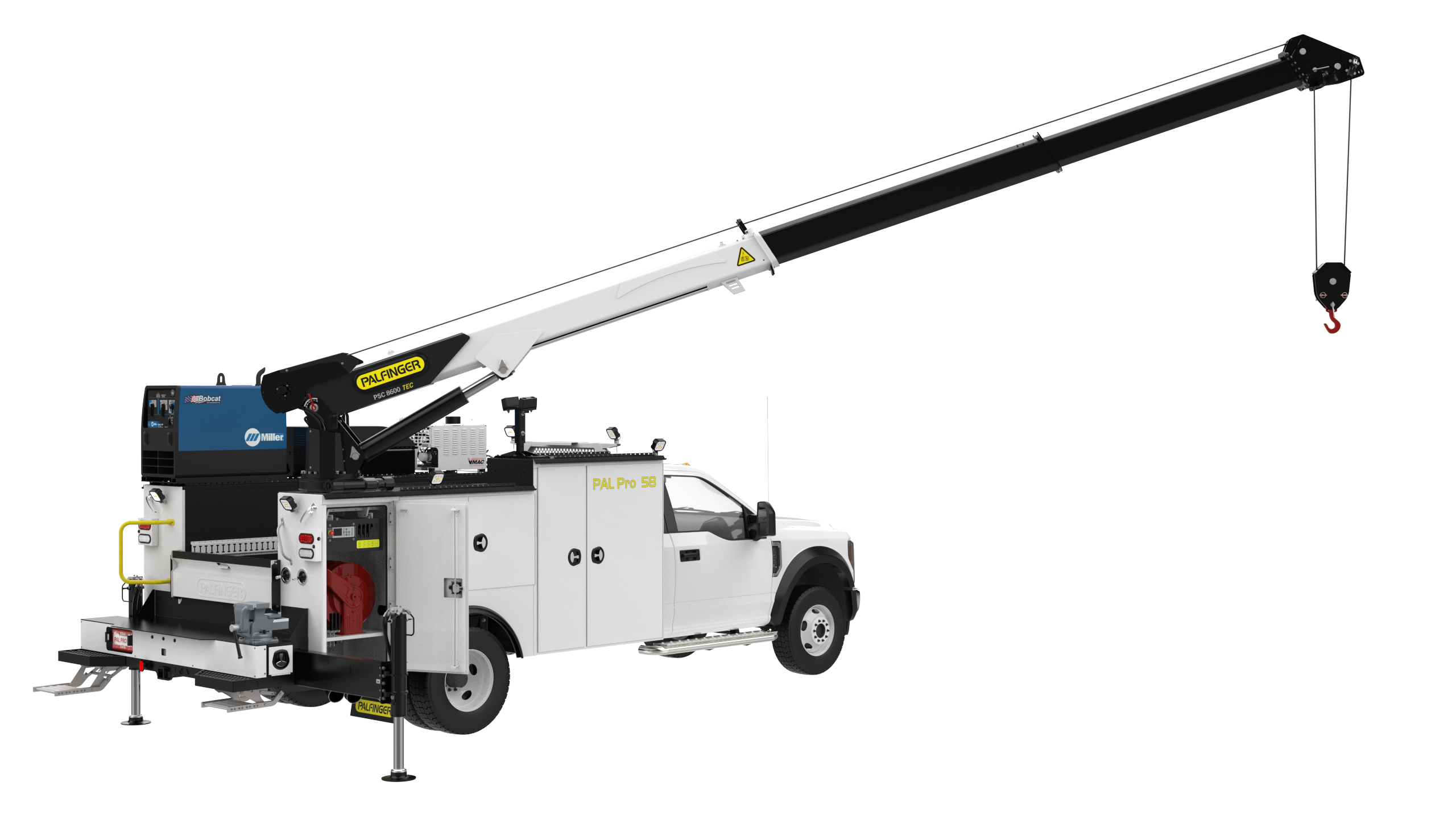 Designed for Class 5 chassis applications, the PAL Pro 58 and PSC 8600 TEC Service Crane are engineered to deliver reach, weight reduction and performance on jobsites.