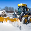 The autonomous machine is designed for mass snow clearing in large open areas such as parking lots.