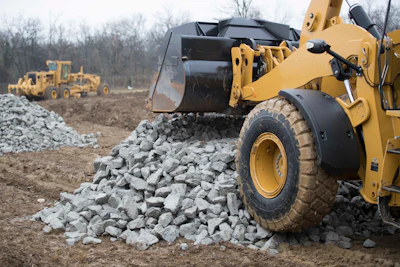 To ensure nothing gets stuck within the deep tread, engineers utilize stone rejector platforms for the gaps to prohibit materials from being lodged within the tread.