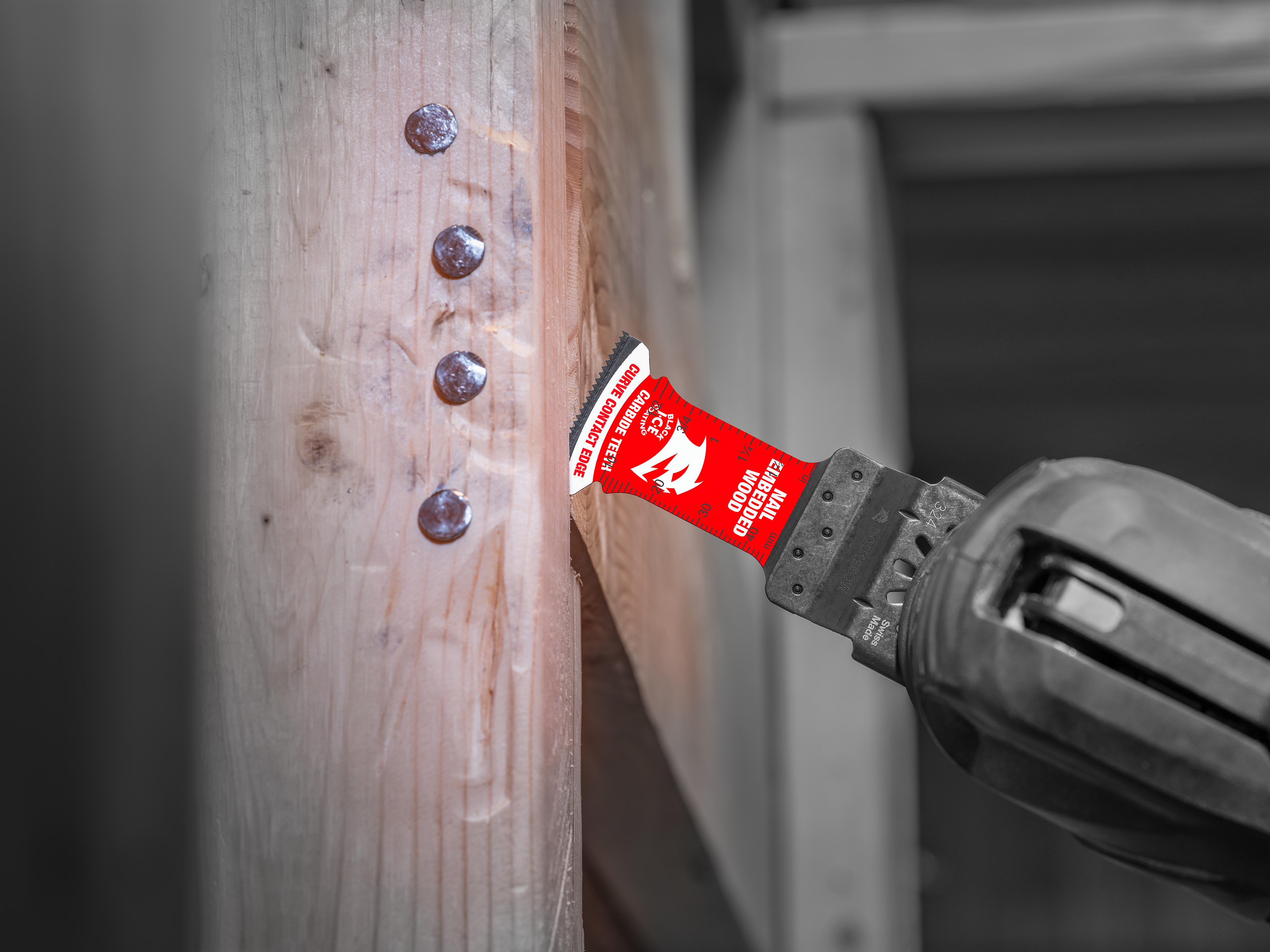 This tool serves as an application-specific carbide blade for wood containing nails, screws and other fasteners.