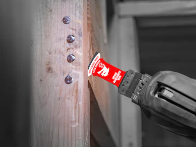 This tool serves as an application-specific carbide blade for wood containing nails, screws and other fasteners.